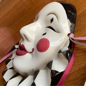 Vintage 1984 Hand-Painted Ceramic Face Artist Signed - Wall Art